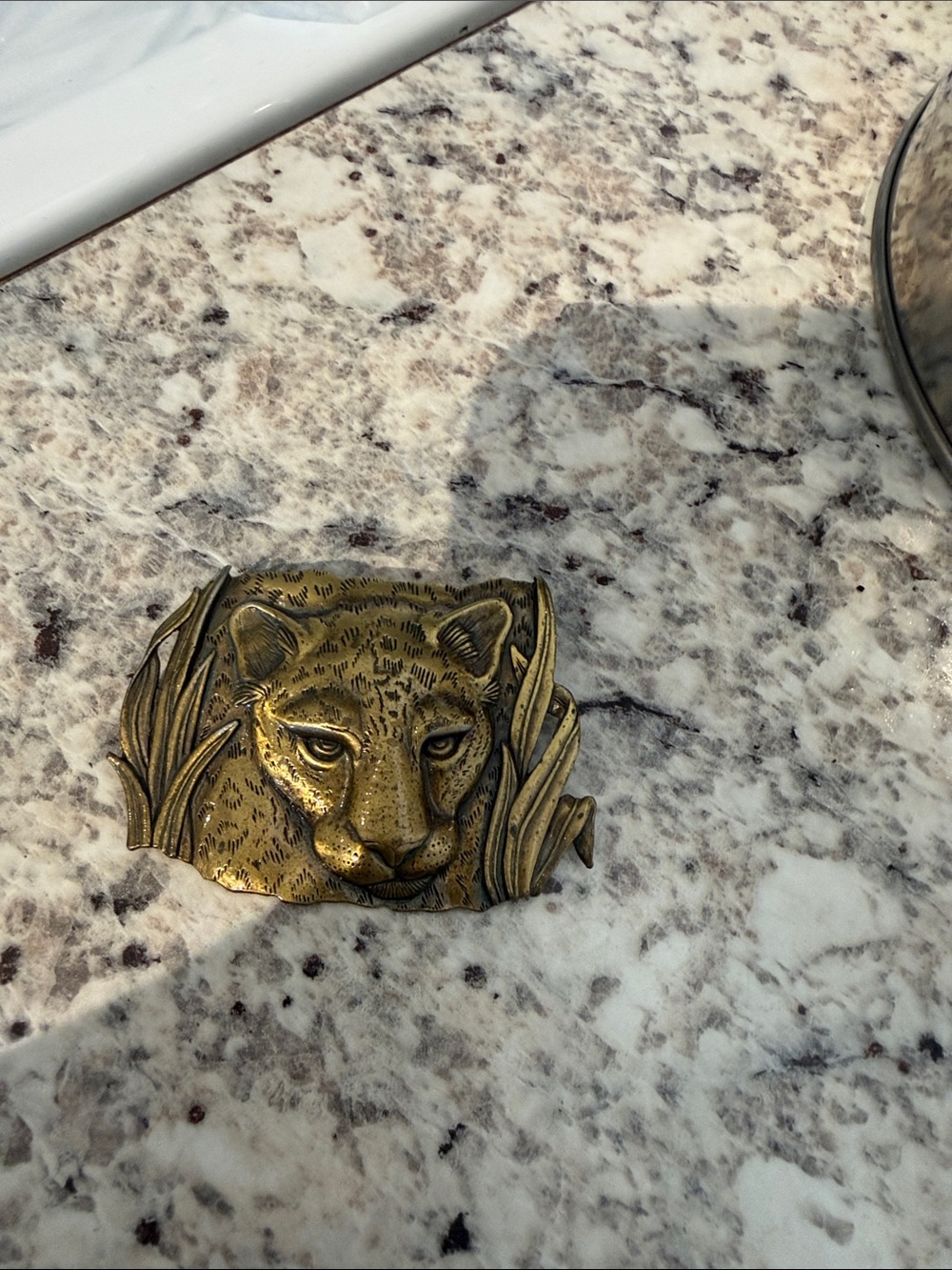 Bronze-Tone Leopard Head Decorative Accent Plaque